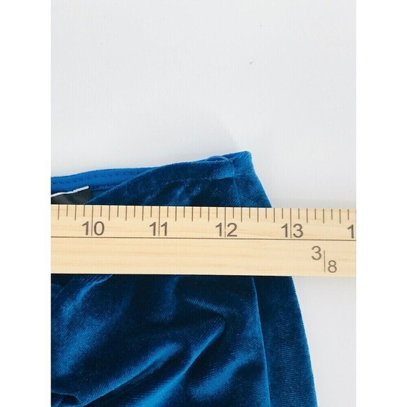 Blue Blush Velvet Women's‎ Knee length Skirt Ruched Size Medium Blue Side Slit - Picture 5 of 12